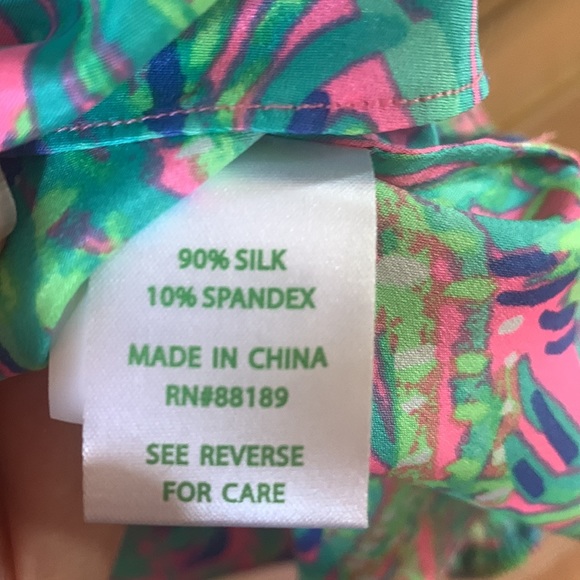 Lilly Pulitzer long sleeve off the shoulder 90% silk/ 10% spandex size small/ s - Picture 3 of 4